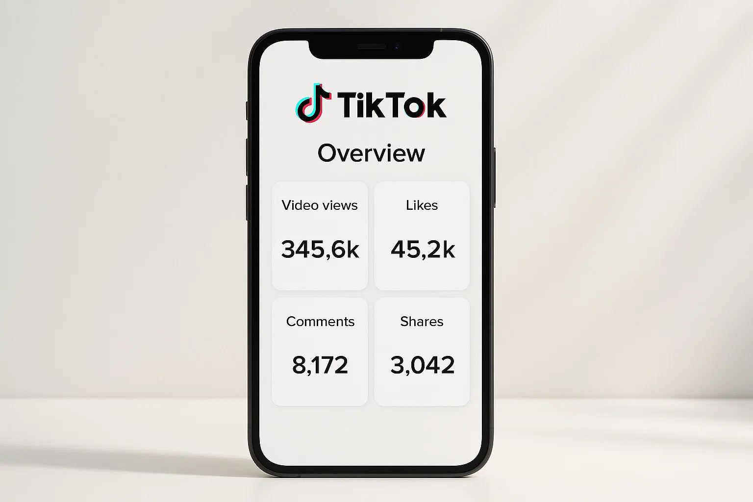 CGI phone screen with TikTok tracking overview.
